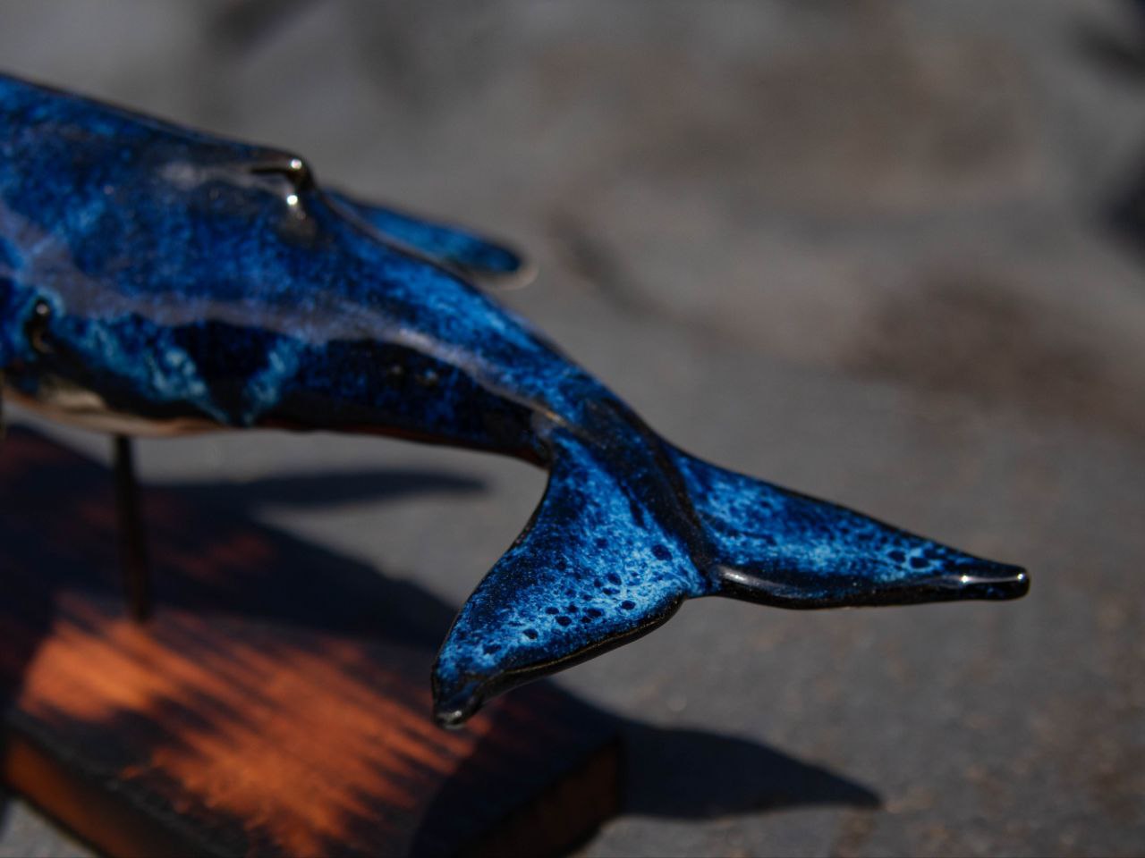 Cobalt Blue Whale — Wooden Base — photo 1